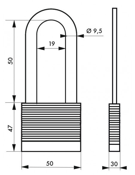 Cadenas PROTECTOR 50mm anse 1/2 haute