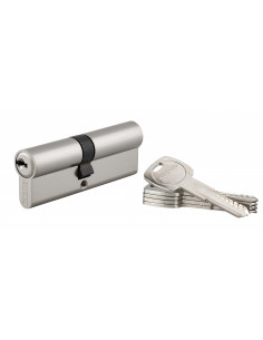 Cylindre de serrure double entrée TRAFIC 6, 40x45mm, nickel, anti-arrachement, anti-perçage, 5 clés - THIRARD