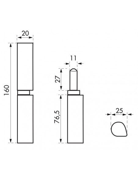 Paumelle a souder h.160mm butee a billes