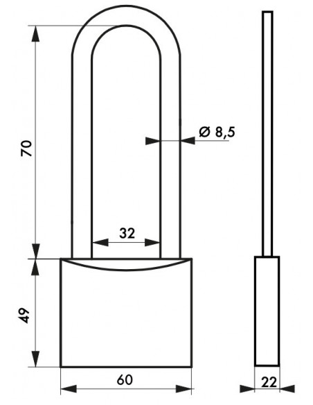 Cadenas type 1 60 anse h ac 2 clés