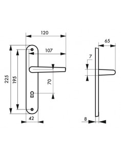 Ensemble de poignées pour porte intérieure louis XV trou de clé, carré 7mm, entr'axes 195mm, laiton vieilli - THIRARD 2