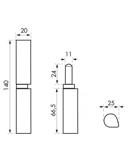 Paumelle a souder h.140mm butee a billes