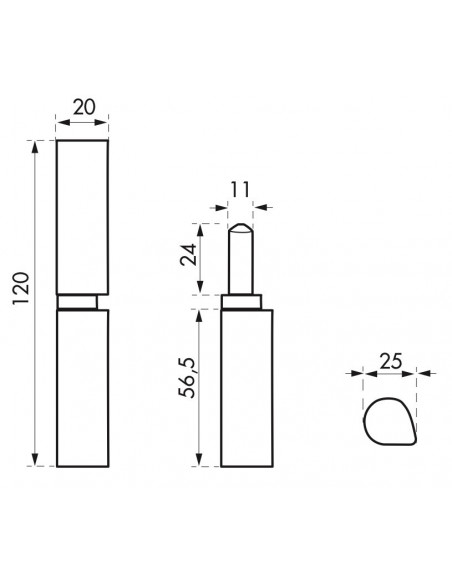 Paumelle a souder h.120mm butee a billes