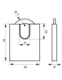Cadenas 530p 60mm anse acier protege 2 clés 2