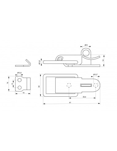 Fermeture à levier avec crochet cadenassable, inox, h.54mm, zingué - THIRARD Fermeture à levier avec crochet cadenassable, inox, h.54mm, zingué - THIRARD