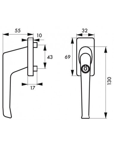Béquille à clé pour fenêtre, avec vis de pose, blanc, 1 clé - THIRARD Béquille à clé pour fenêtre, avec vis de pose, blanc, 1 clé - THIRARD