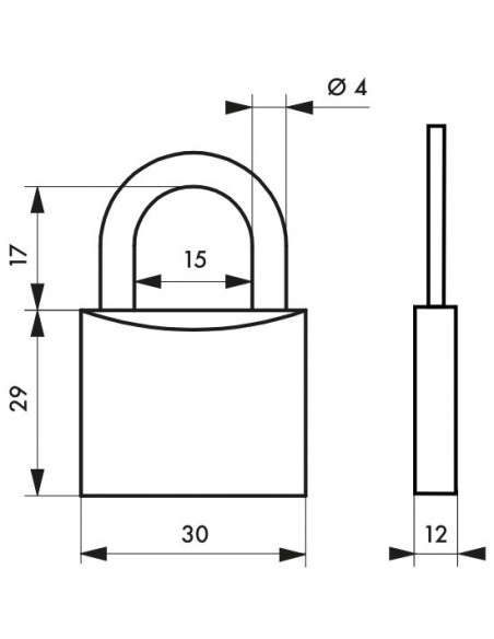 Cadenas à clé SKIPPER, inox, marine, anse inox, 30mm, 2 clés - THIRARD