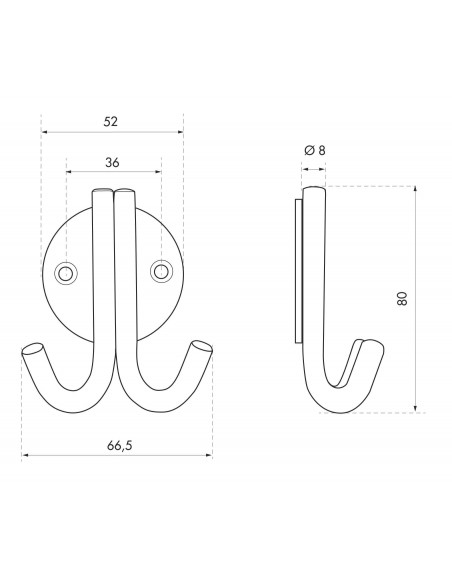 Patere inox a double crochet