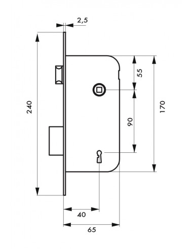 Serrure encastrable pour porte intérieure axe 40mm entraxe 90mm pêne dormant - THIRARD Serrure encastrable pour porte intérieure axe 40mm entraxe 90mm pêne dormant - THIRARD