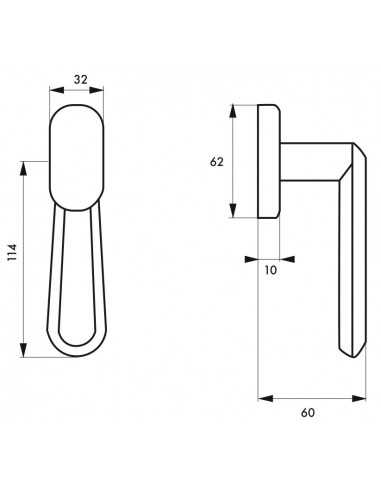 Béquille fenêtre - chrome poli Béquille fenêtre - chrome poli