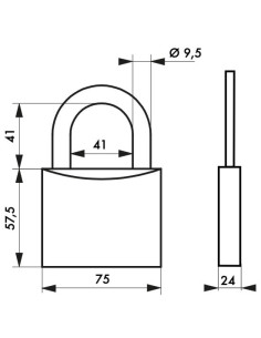Cadenas TYPE 1 75mm - 2 clés - THIRARD 2