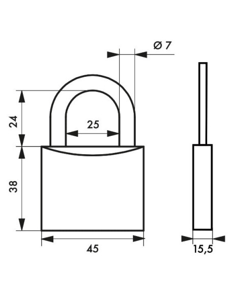 Cadenas TYPE 1 45mm - 2 clés - THIRARD