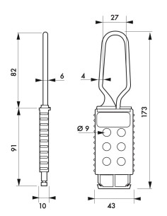 Moraillon en nylon pour 6 cadenas - THIRARD 2