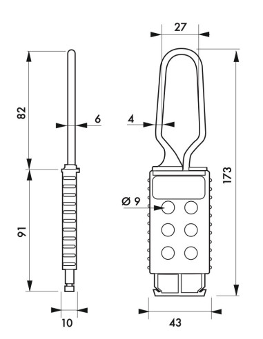 Moraillon en nylon pour 6 cadenas - THIRARD Moraillon en nylon pour 6 cadenas - THIRARD