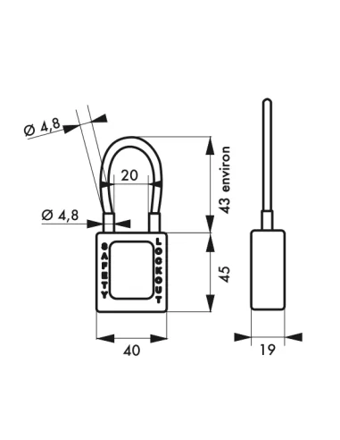 Cadenas de consignation LOTO Lockout Tagout 38 mm câble inox gainé Ø 4,76 x 90 mm - 1 clé noir - THIRARD Cadenas de consignation LOTO Lockout Tagout 38 mm câble inox gainé Ø 4,76 x 90 mm - 1 clé noir - THIRARD
