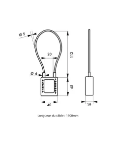 Cadenas de consignation LOTO Lockout Tagout 38 mm câble inox gainé Ø 6 x 1500mm - 1 clé blanc - THIRARD 2