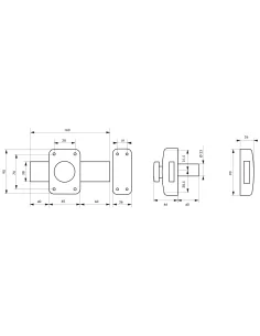 Verrou à bouton et cylindre APACHE Cylindre 40mm - Pêne 160mm, 3 clés, epoxy or - THIRARD 2