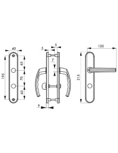 Poignée de porte Sultane à condamnation - Entraxe 195mm, Gris anthracite - THIRARD 2