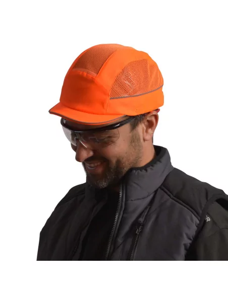 Casquette de protection AirStream - Orange, visière courte 3cm - SURFLEX