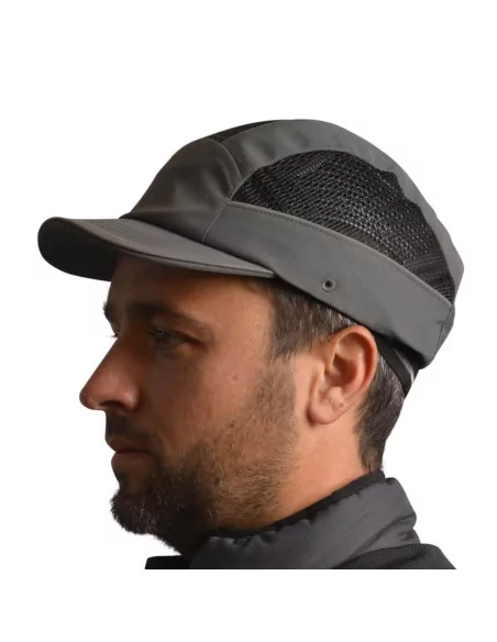 Casquette de protection AirStream - Grise, visière courte 3cm - SURFLEX