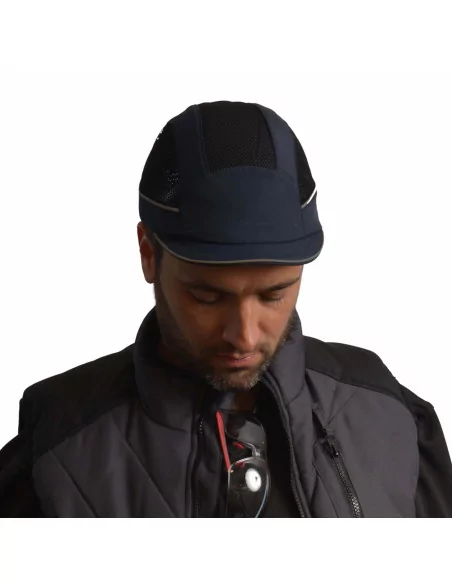 Casquette de protection AirStream - Bleu marine, visière courte 3cm - SURFLEX