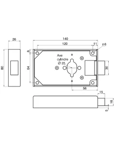 Boîtier de serrure applique CR Pêne dormant - THIRARD 2